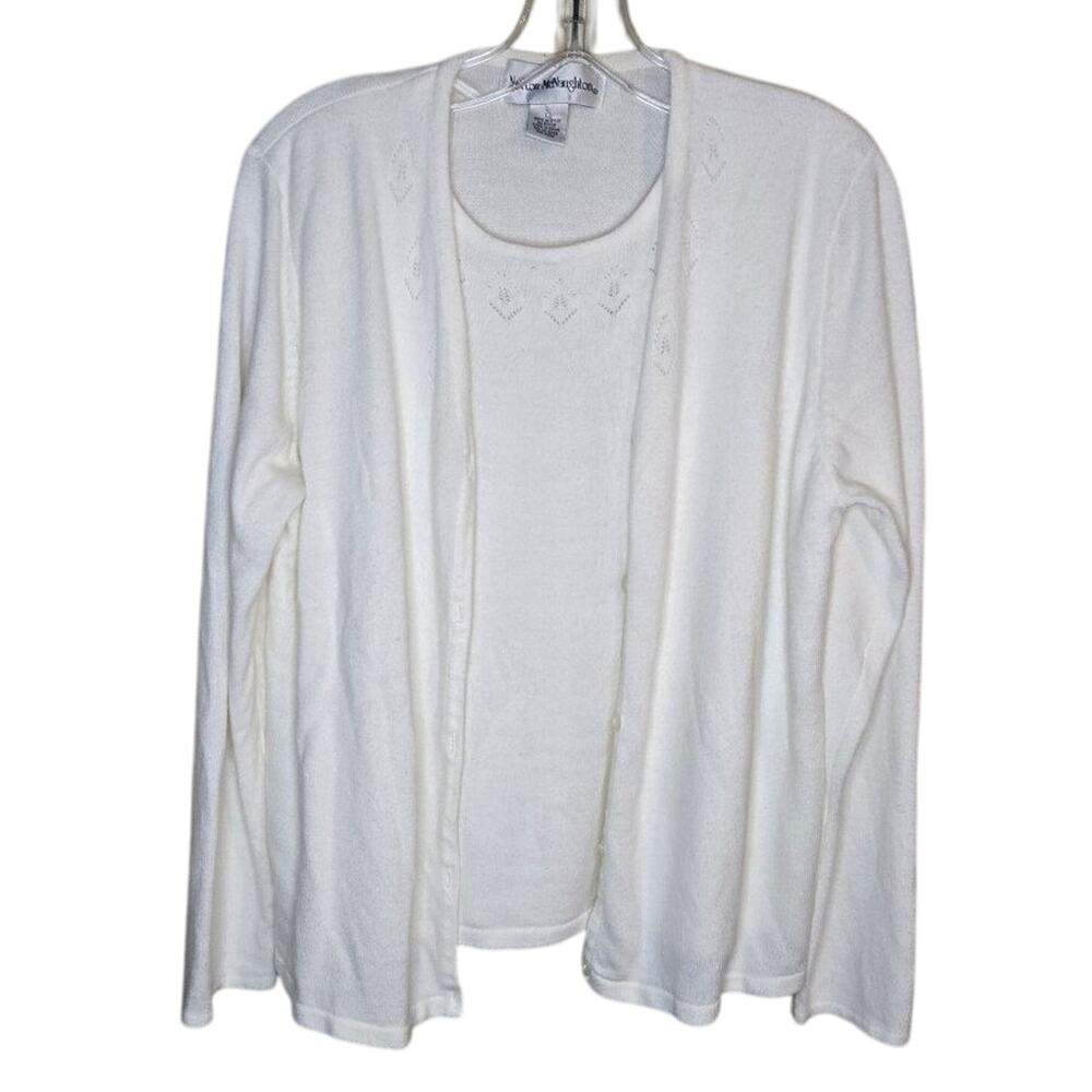 Norton Mcnaughton Large White Layered Top & Cardigan [0304]